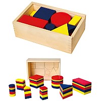 Дървени логически блокчета на Денеш в кутия