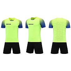Екип за футбол / волейбол / хандбал, Комплект фланелка с шорти, Електриково зелен с черен, Футбол