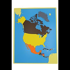 Карта на Северна Америка дървен пъзел - без рамка, Монтесори материал